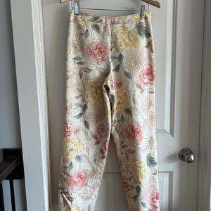 vintage floral silk blend pants / floral pants / floral trousers