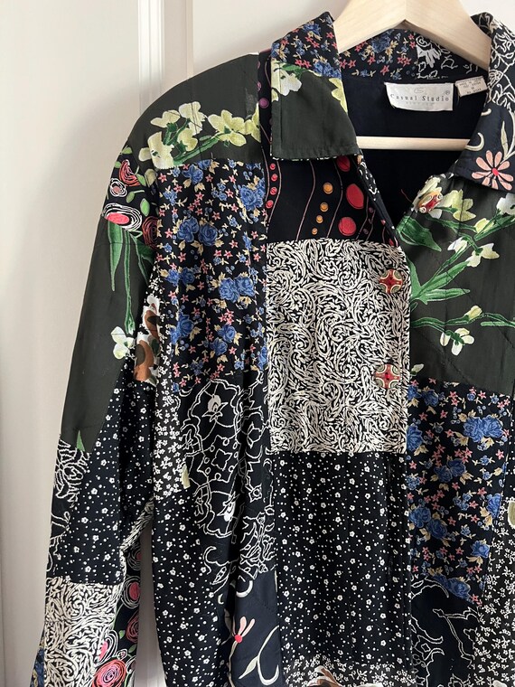 Vintage 100% rayon patchwork statement jacket - s… - image 2