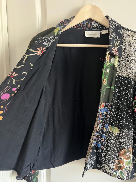 Vintage 100% rayon patchwork statement jacket - s… - image 4