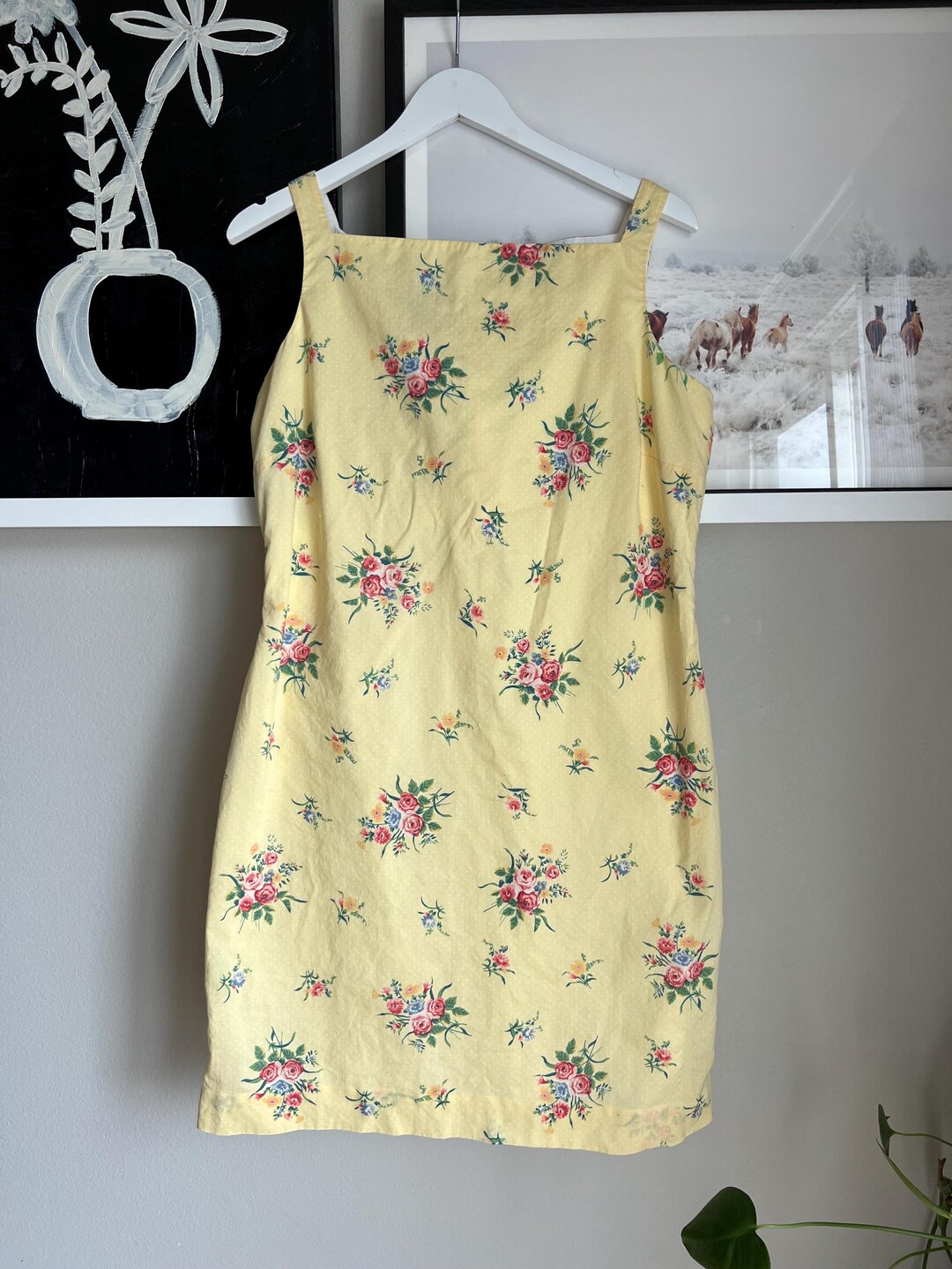 Ralph Lauren Women's Floral Crinkled Dress Yellow Size 18