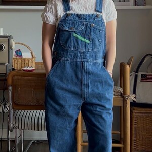 Vintage key brand overalls in medium blue wash - size 36x29