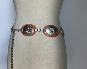 Vintage Coin Concho Belt Stretch Large Buckle Silver Art Deco Vintage Coin Concho Belt Stretch Large Buckle Silver Art  main image 3