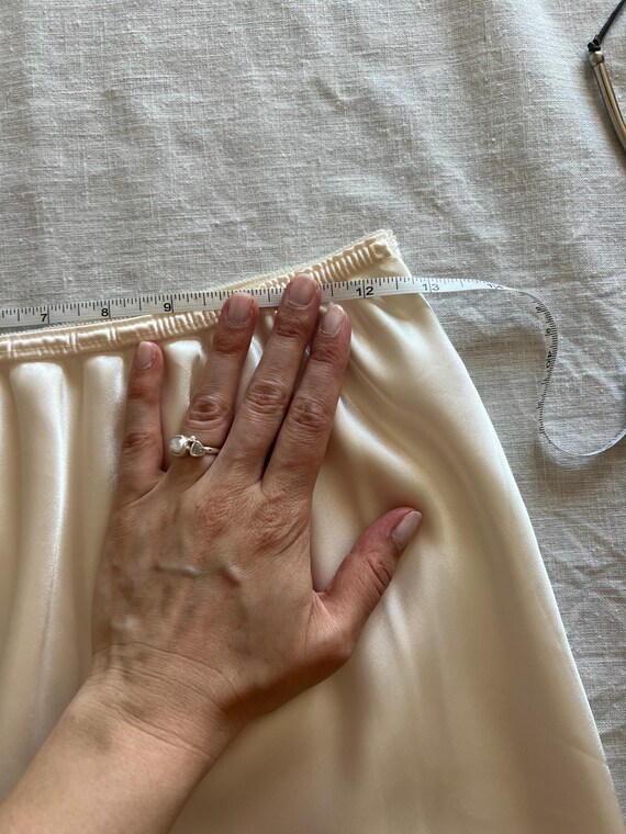 vintage cream slip skirt with lace trim / size sm… - image 4