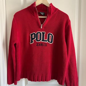 vintage polo Ralph Lauren quarter zip cotton knit sweater
