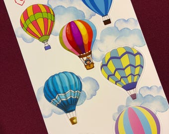 RecyLoves Sticker Sheet / Whimsical Hot Air Balloons
