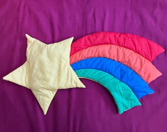 Vintage 80's Shooting Star Rainbow Fabric Wall Hanging