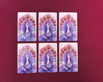Vintage Peacock Playing Cards / Set of 6 Individual Cards