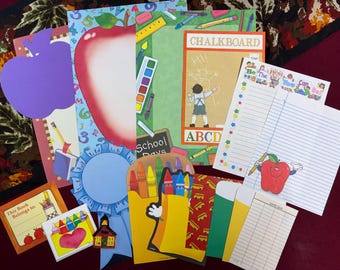 Back To School Paper Pack / Vintage Stationery / Junk Journaling