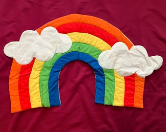 Vintage 80's Fabric Rainbow Puffy Wall Hanging