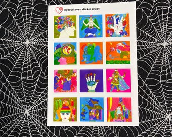 RecycLoves Sticker Sheet / Vintage Occult Date Book / 1960's / Halloween / Witchcraft