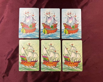 Sailing Ships Vintage Playing Cards / Set of 6 Individual Cards