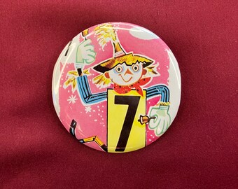 Seven 7 Scarecrow / Button / Pin -Small Imperfection