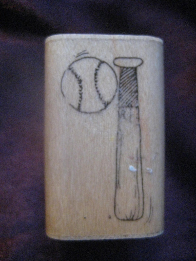 Baseball Softball Bat and Ball Rubber Stamp Etsy