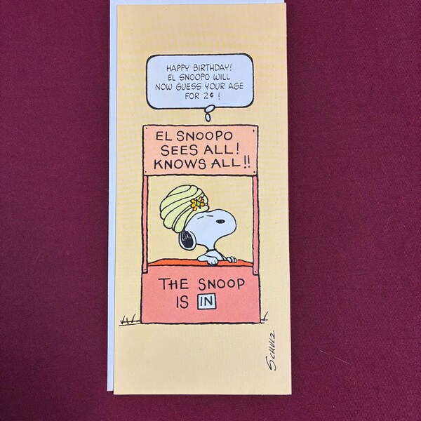 Vintage SNOOPY Peanuts Gang Birthday Card / El Snoopo / Fortune Teller