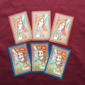 King and Queen / Vintage Playing Cards / Set of 6 Individual Cards