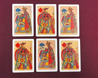 King and Queen Vintage Playing Cards / Set of 6 Individual Cards