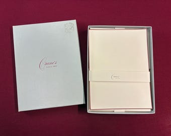 Vintage Crane's Stationery Box / Grey / Maroon Hand Bordered / Writing Paper