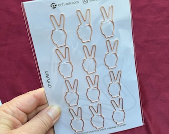 Peace Sign Paper Clips Set / 12 per Sheet