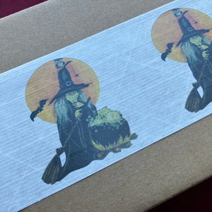 Vintage Halloween Witch Packing Tape / Water Activated / ONE YARD