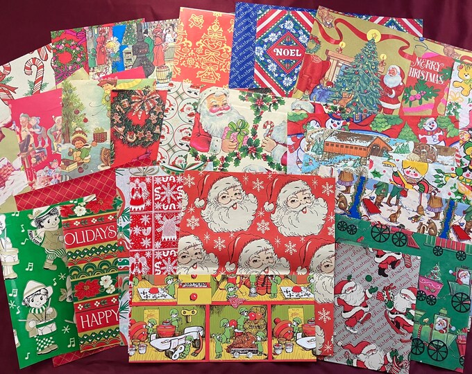 Vintage Christmas Wrapping Paper Pack / 25 Pieces Etsy