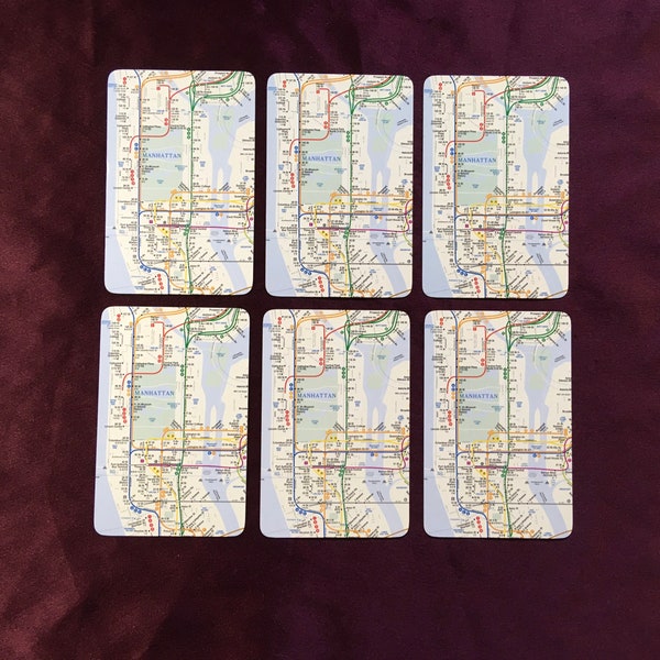 Vintage Manhattan / NYC Subway / New York City Playing Cards / Set of 6 Individual Cards