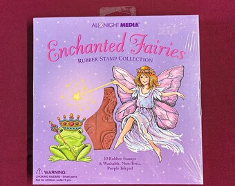 Vintage Enchanted Fairies Rubber Stamp Set / Snail / Frog / Elf
