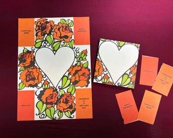 Vintage Large Stationery Sheet / 60s / Psychedelic / Roses / Valentine / Love