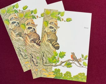 Vintage Raccoon Folding Notes / Stationery