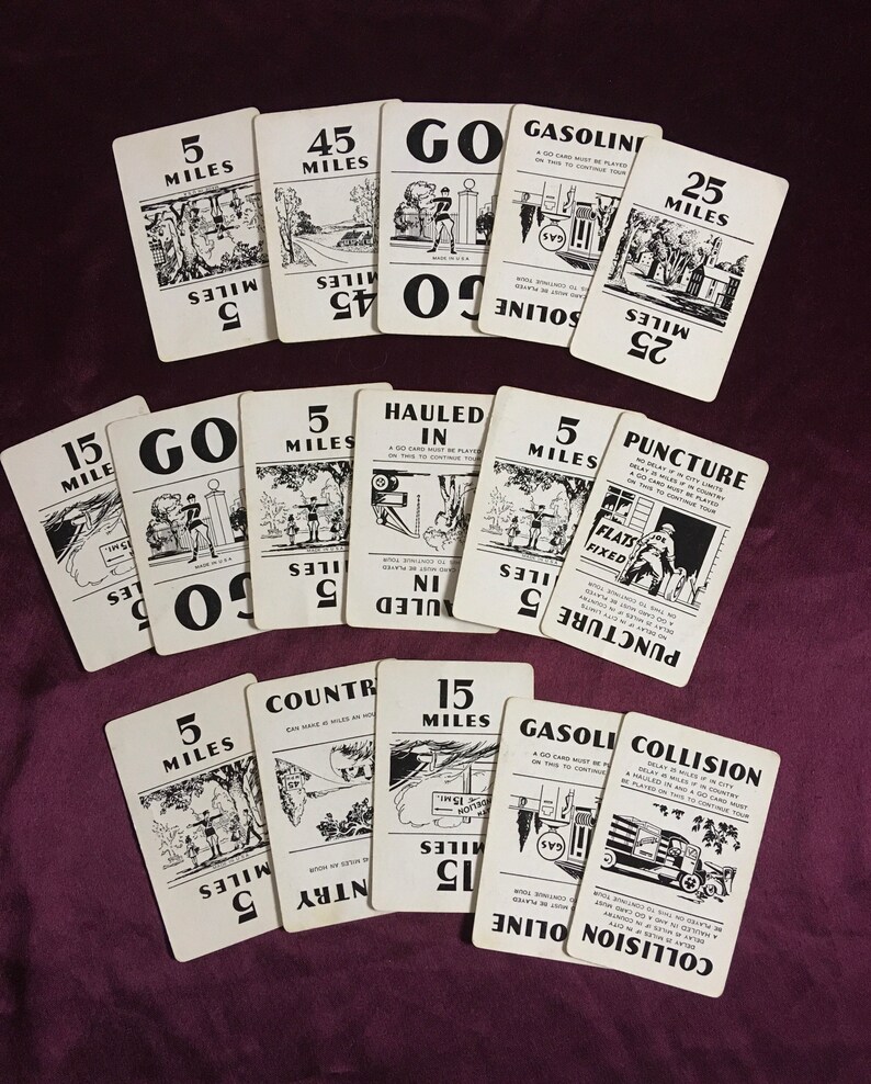 Touring Game Cards / Travel / Cars / Playing Cards / Set of 20 Individual Cards image 1