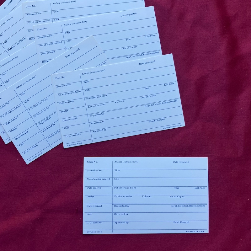 Blank Library Cards Etsy