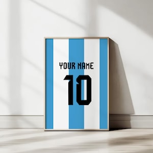 Argentina Football Jersey Customised | Printable soccer poster, Soccer wall decoration, Argentina football