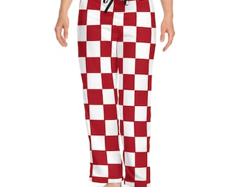 Valentines Day Pajama Pants for Women | Cozy and Cute with White & Crimson Square Design | Matching Set Available