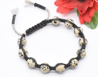 Dalmatian Bracelet, Dog Lover Gift, Gemstone Shamballa Bracelet