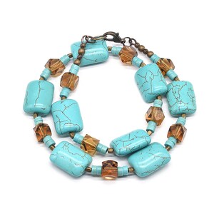 Turquoise Necklace and Earring Set, Ceramic, Birthday or Anniversary Gift, Statement Jewelry Set image 2