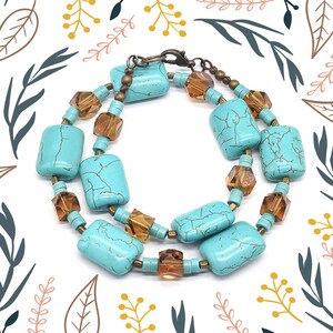 Turquoise Necklace and Earring Set, Ceramic, Birthday or Anniversary Gift, Statement Jewelry Set image 1