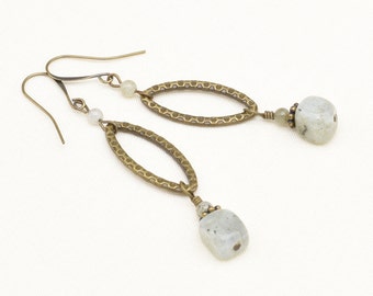 Labradorite Earrings, Gemstone Dangles, Birthday Gift for Sister