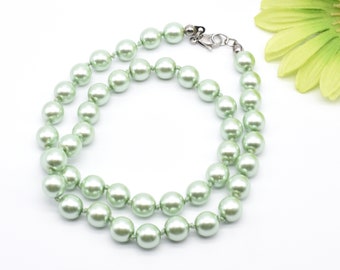 Green Pearl Necklace, Jewelry for Wedding, Anniversary Gift