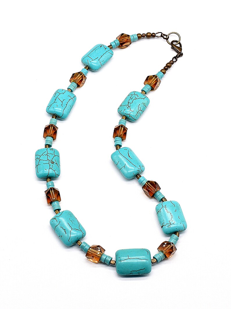 Turquoise Necklace and Earring Set, Ceramic, Birthday or Anniversary Gift, Statement Jewelry Set image 3