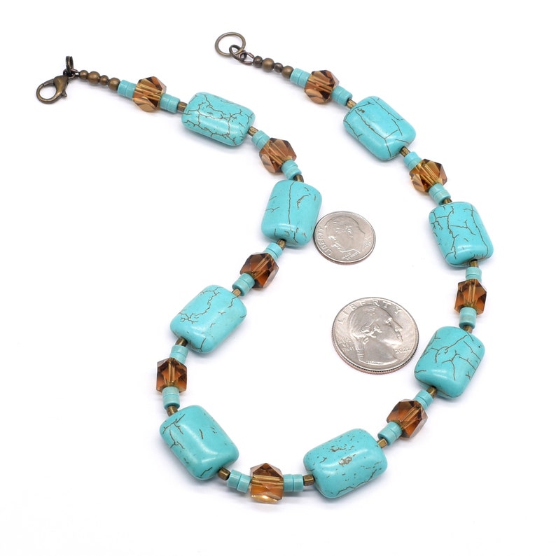 Turquoise Necklace and Earring Set, Ceramic, Birthday or Anniversary Gift, Statement Jewelry Set image 7