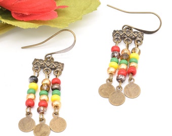Boho Earrings, Multicolor Dangle Earrings, Perfect Birthday Gift for Sister