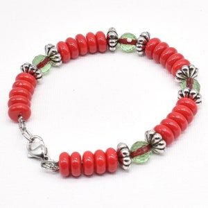 Red and Green Glass Bracelets with Stainless Steel Clasp, Set of 3 image 3