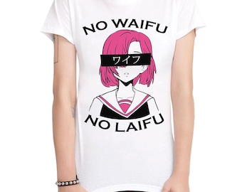 Anime Girl No Waifu No Laifu T-Shirt, Cotton Tee, Men's Women's Sizes (GIR-561111)