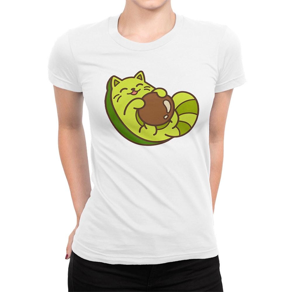 アボカドキャットTシャツ、コットンTシャツ、メンズ・レディースサイズ