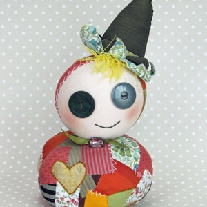 Patch Pumpkin Witch Podgy Patchwork Art Doll