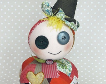 Patch Pumpkin Witch Podgy Patchwork Art Doll