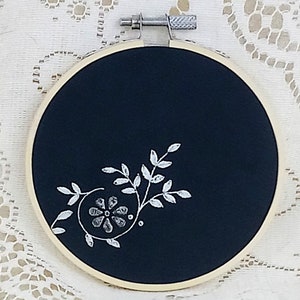 Embroidery Sampler Whitework on Black Silk image 1