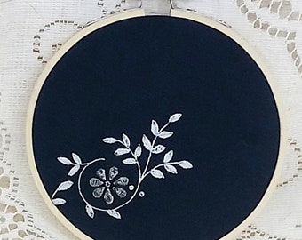 Embroidery Sampler - Whitework on Black Silk