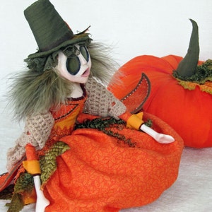 Fantasy Pumpkin Sprite Prunella Halloween Autumn Art Doll image 2