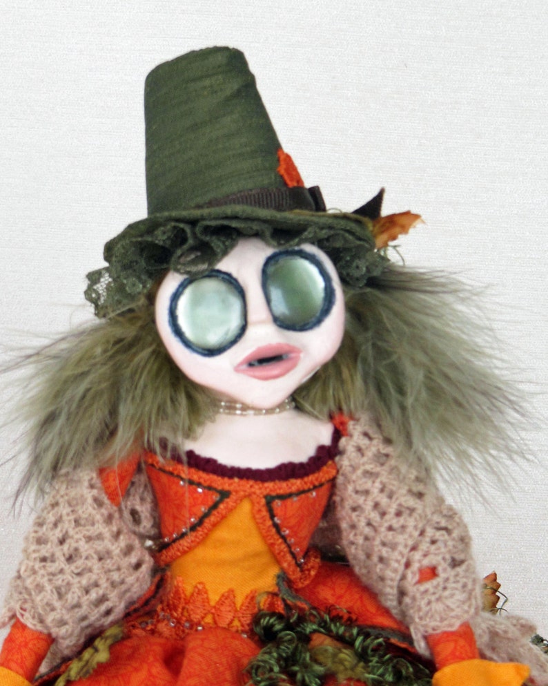 Fantasy Pumpkin Sprite Prunella Halloween Autumn Art Doll image 3