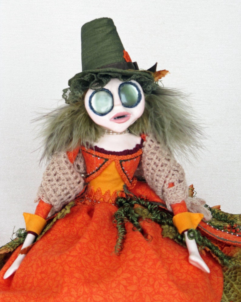 Fantasy Pumpkin Sprite Prunella Halloween Autumn Art Doll image 1